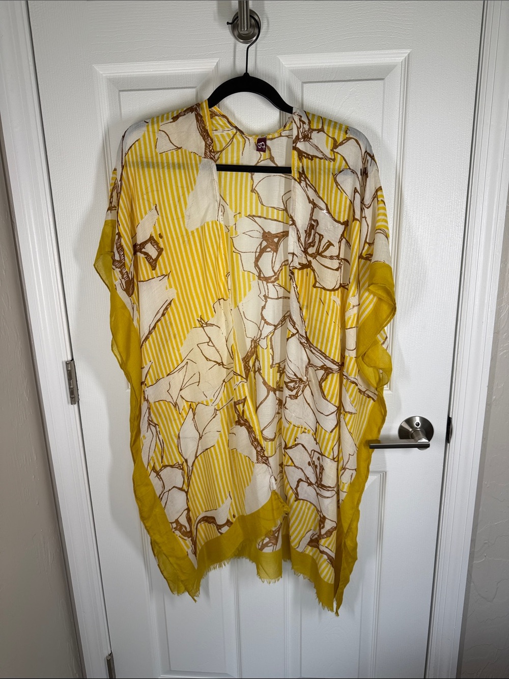 George Yellow Floral Striped Kimono